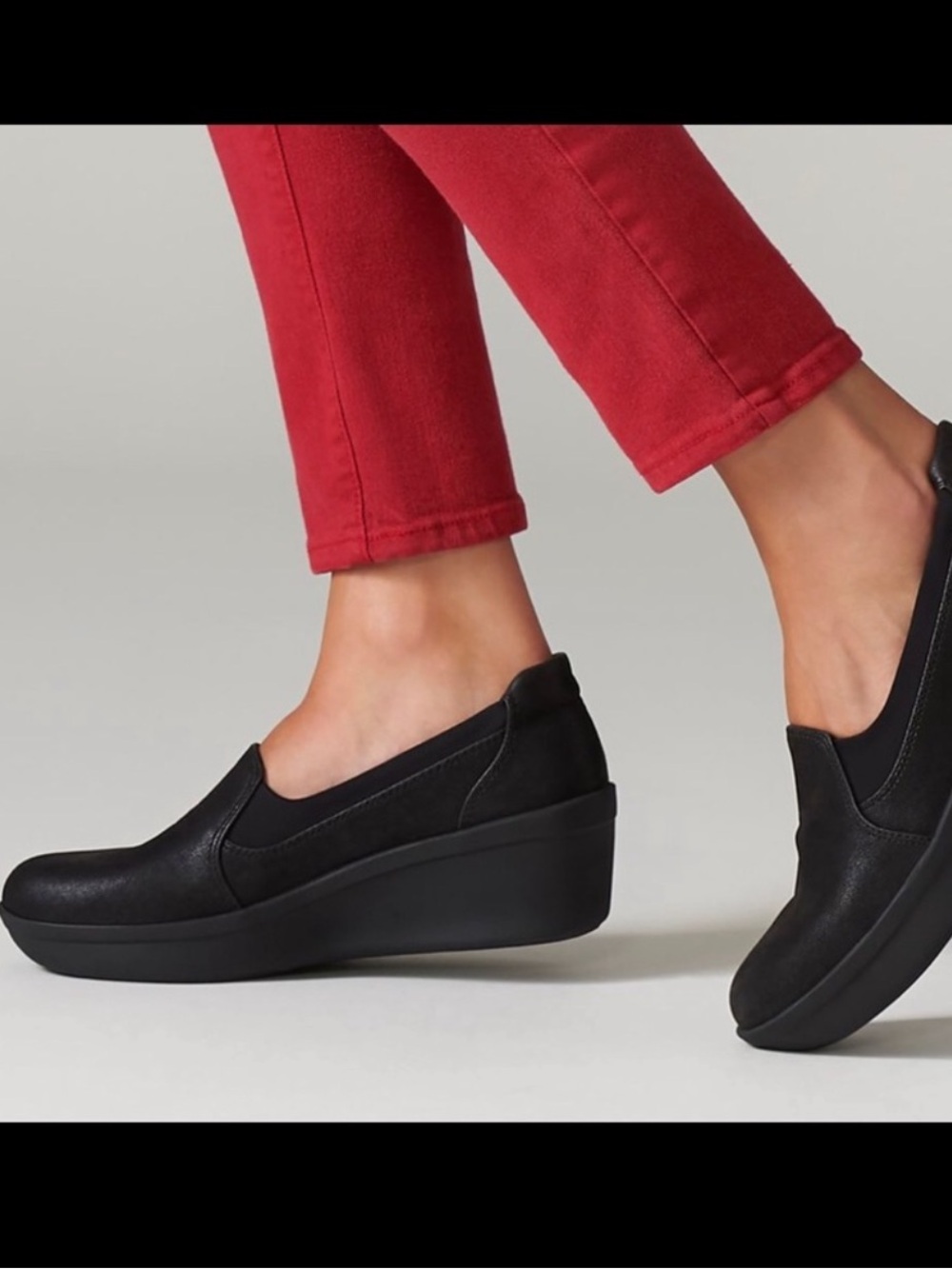 NEW Clarks Cloudsteppers Step Rose Moon Slip-On Wedges